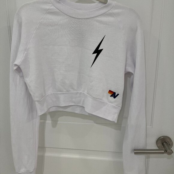 Aviator Nation Tops - NWOT Aviator Nation Bolt 2 Cropped Sweatshirt White